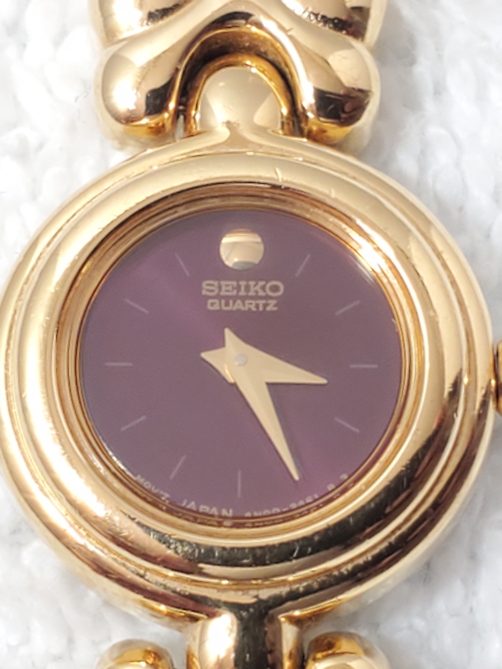 Vintage Seiko Ladies Dress Quartz Watch Burgundy Museum Dial Gold Plated